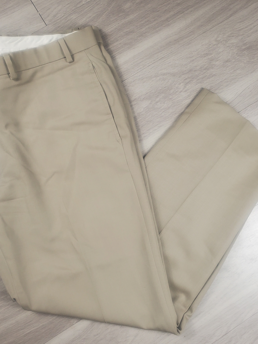 Brooks Brothers 346 Madison Fit 100% WOOL Dress Pants Men 38x30 Beige Flat Front
